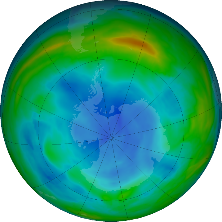Antarctic ozone map for 25 June 2023